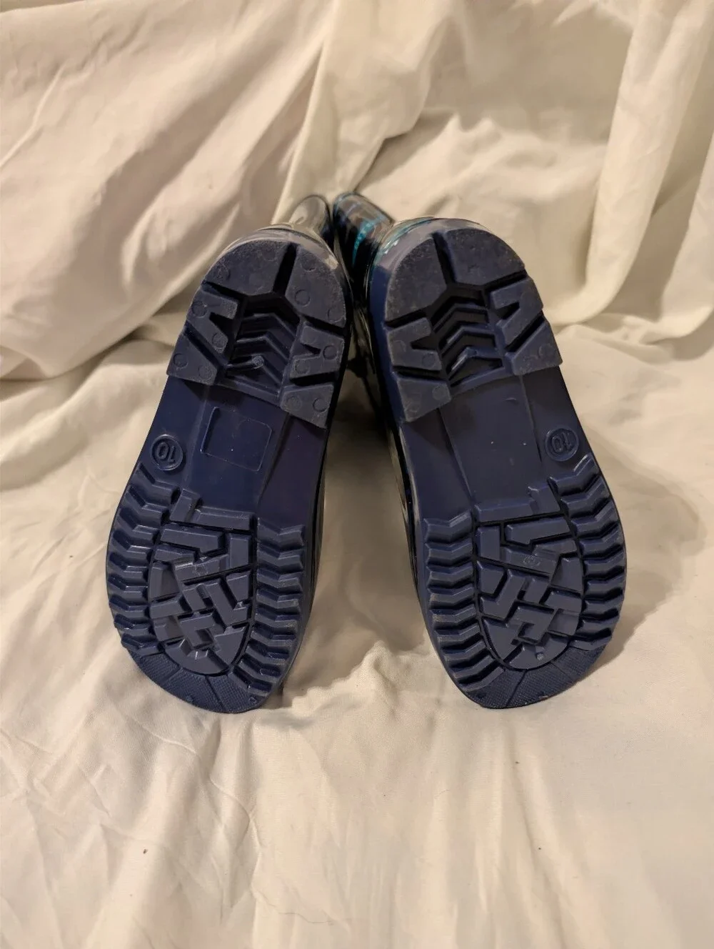 Kids Navy Shark Rain Boots with Handles Toddler Size 10